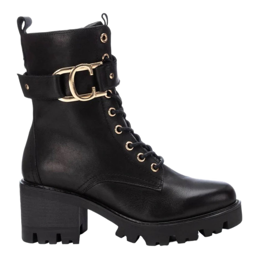 CARMELA BOTIN CORDONES TACON NEGRO - Lokura calzados